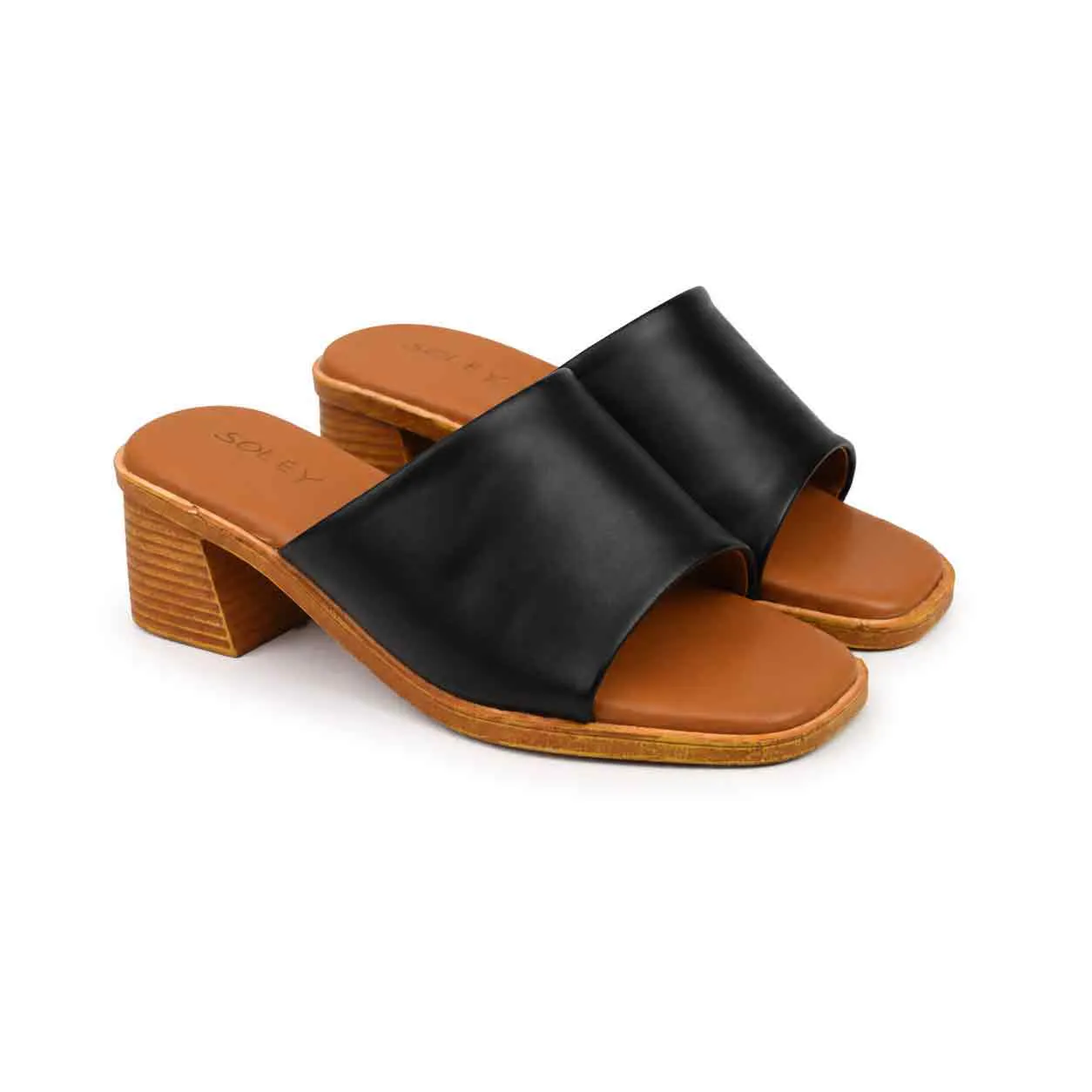Sandale a demi talon pour femme 500-25 noir miniature